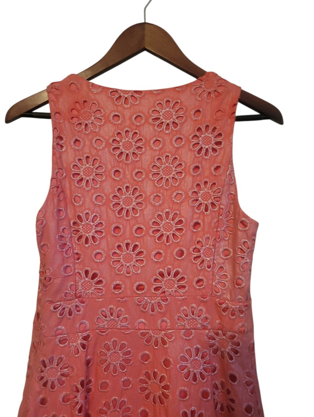 Maeve Anthropologie Eyelet Dress Size 6 Coralshine Sleeveless Fit Flare Festival - Picture 6 of 10